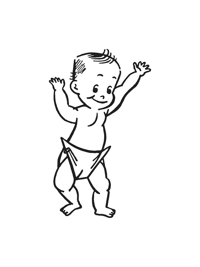 Baby Standing Drawing by CSA Images - Pixels