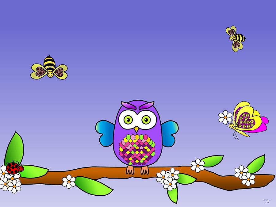 Owl Digital Art - Baby Whootie and Friends by Geraldine Cote