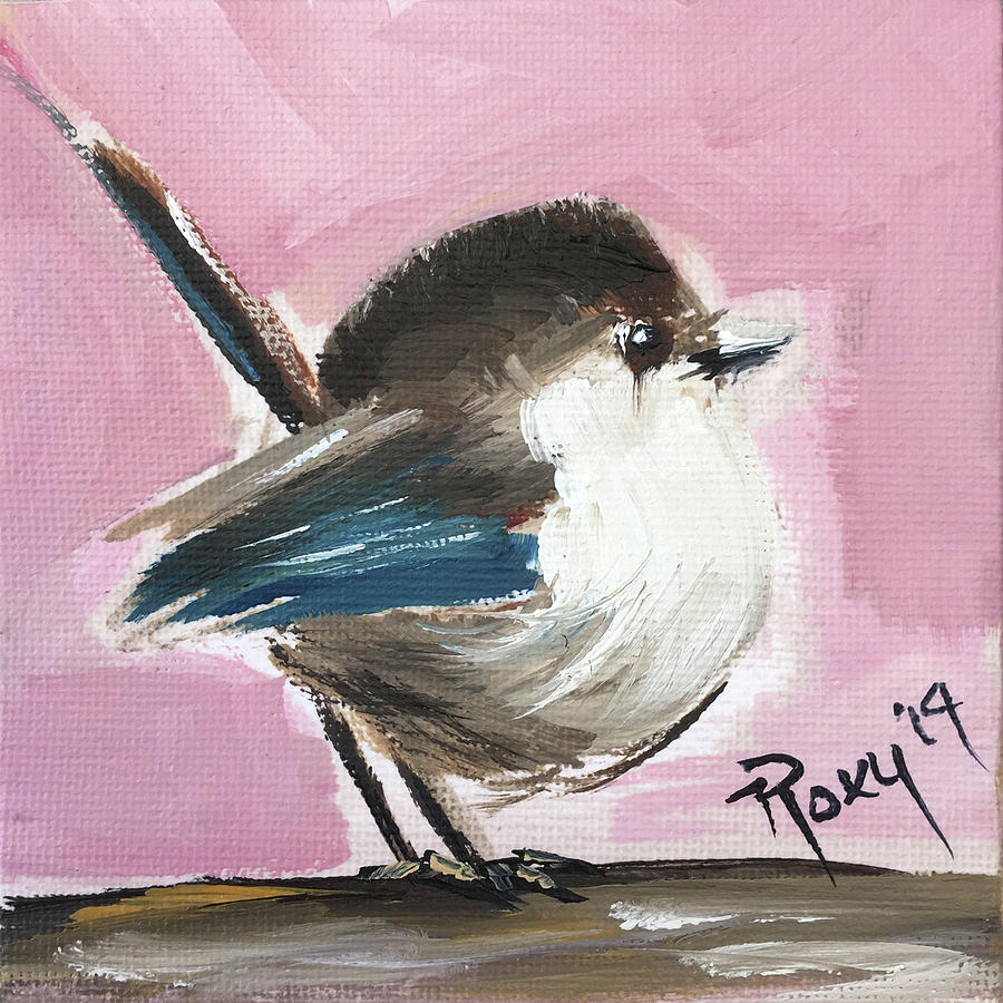 Baby Wren Painting by Roxy Rich