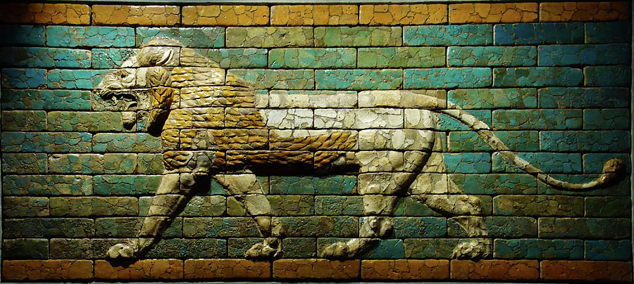 Babylonian wall tiles of lion Photograph by Steve Estvanik