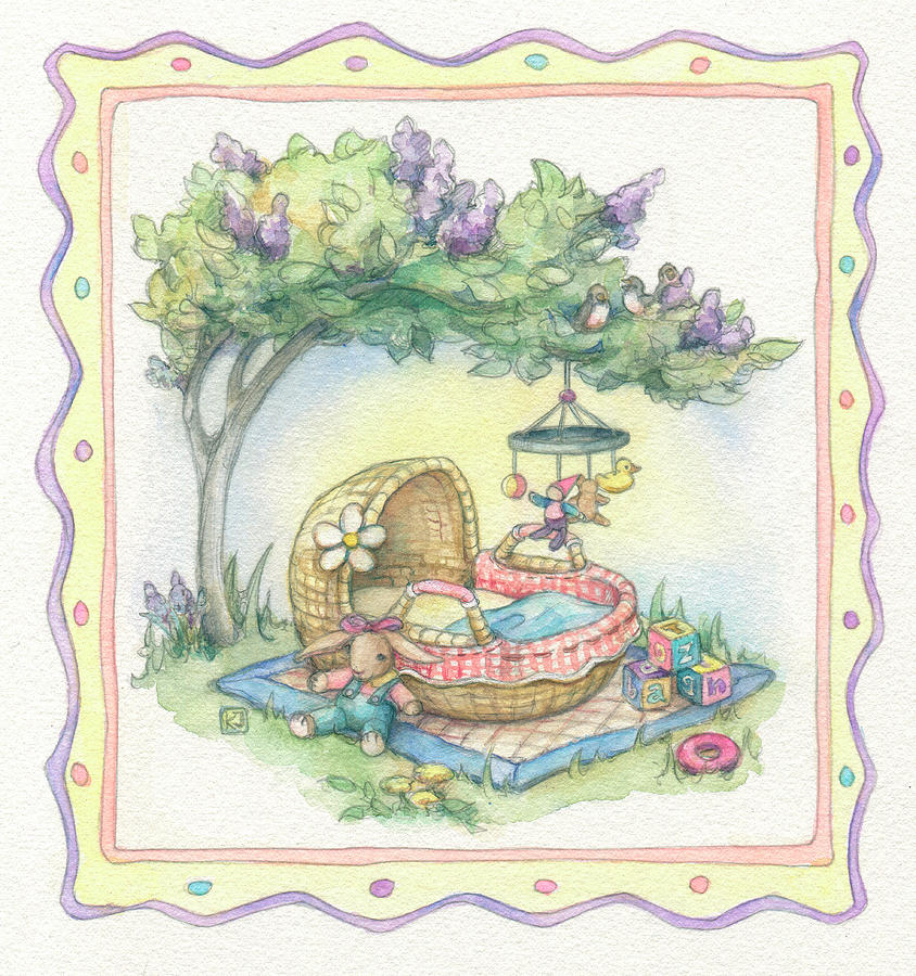 Doll Painting - Babys Basket by Kim Jacobs