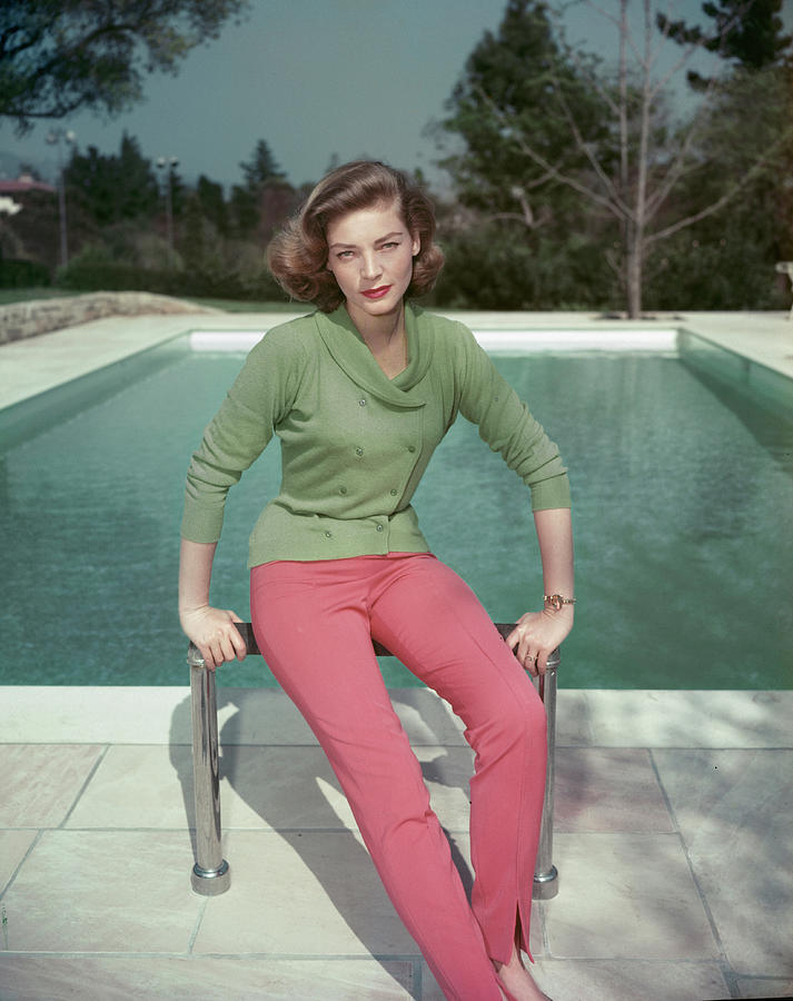 Bacall By The Pool Photograph by Hulton Archive