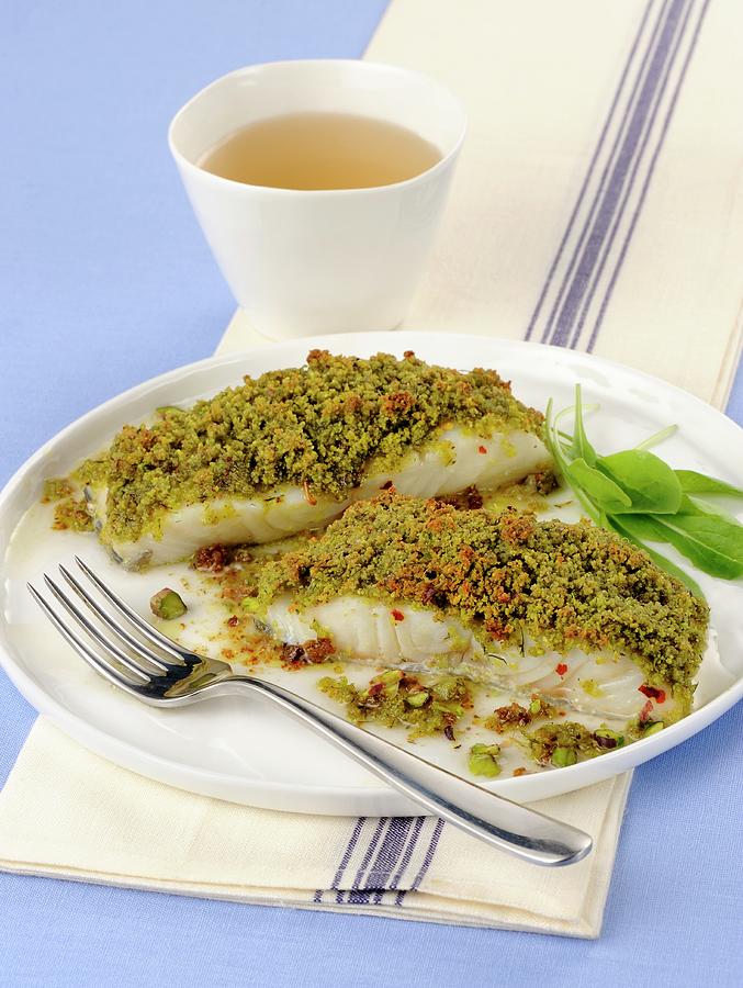 Baccalao Al Pistacchio stock Fish With A Pistachio Nut Crust, Italy Photograph by Franco Pizzochero