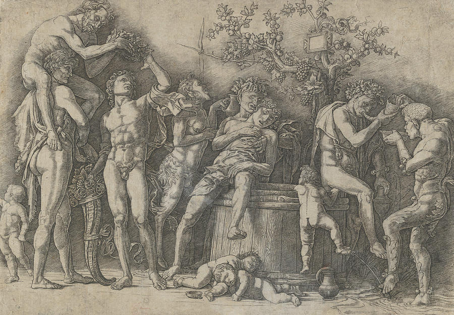 Bacchanal with Wine Vat Relief by Andrea Mantegna