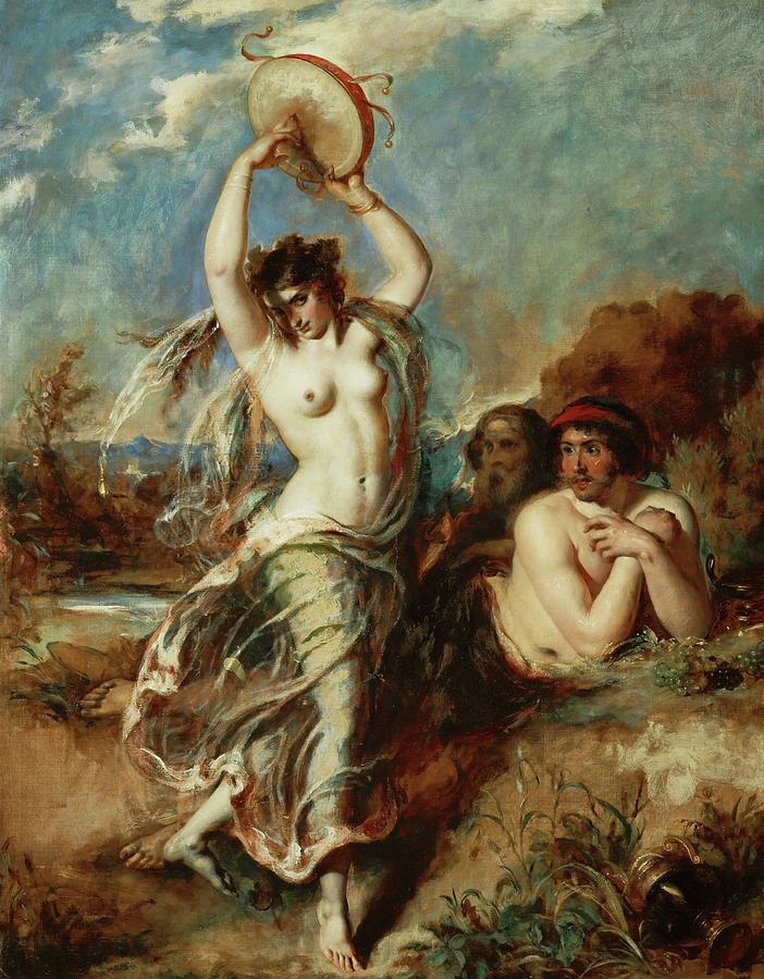 Bacchante with tambourine. Canvas, 98,5 x 74,5 cm R.F. 1970-49. Painting by William Etty -1787-1849-
