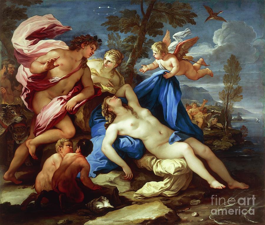 Bacchus And Ariadne By Luca Giordano, Oil On Canvas Painting by Luca Giordano