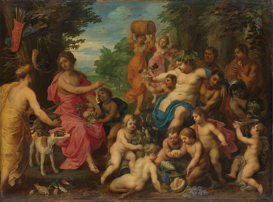 Bacchus and Diana. Painting by Hendrik van Balen -I-