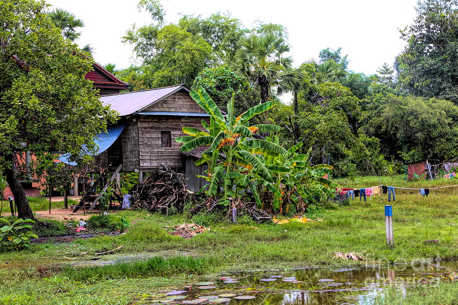 Back Roads Cambodian Home Landscape  Photograph by Chuck Kuhn