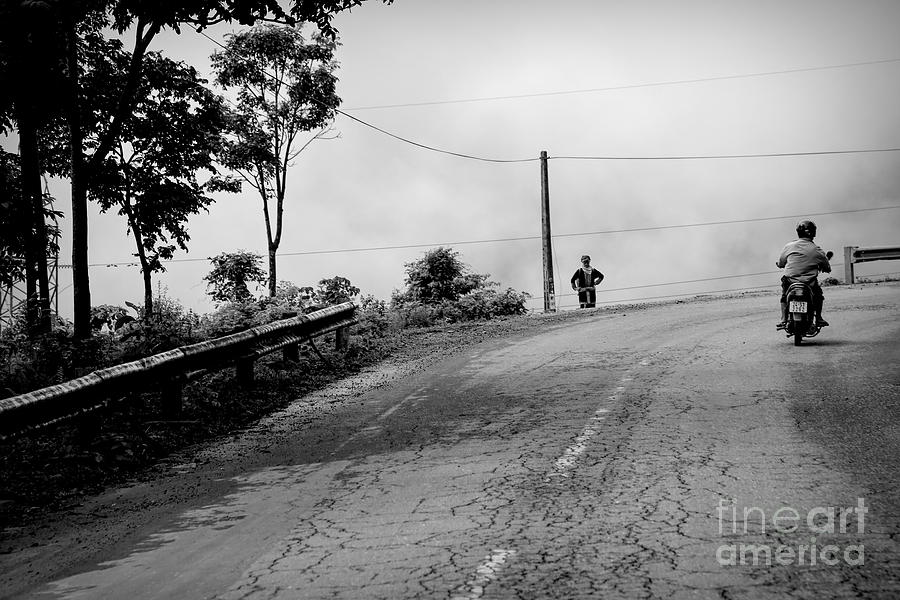 Vietnam Photograph - Back Roads of Vietnam Black White  by Chuck Kuhn