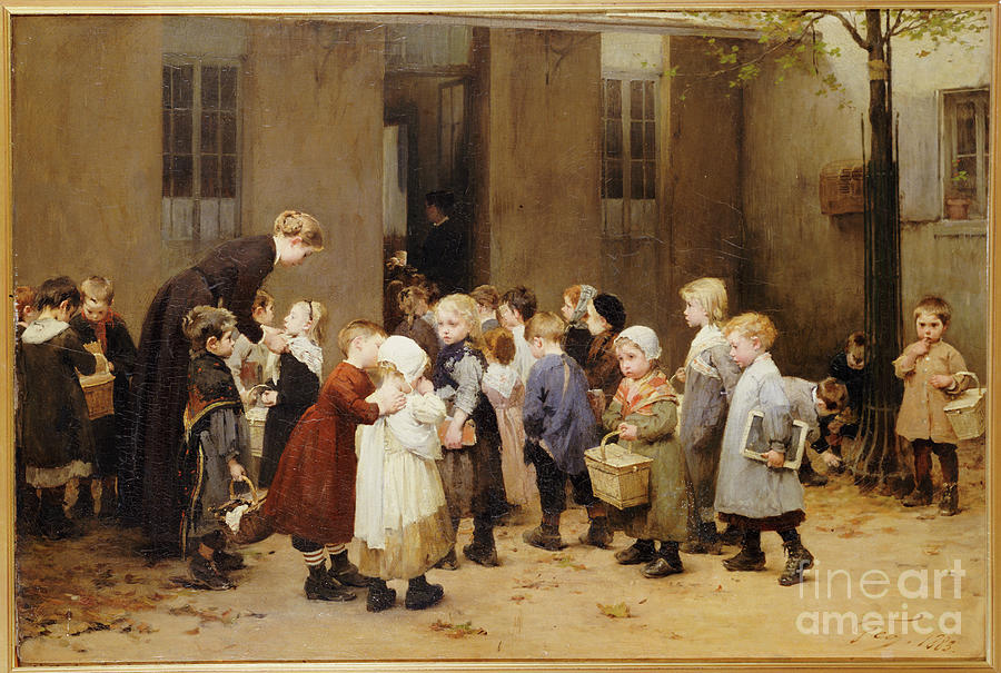 Back To School Painting by Henri Jules Jean Geoffroy