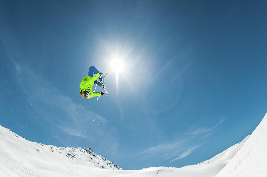 Backflip Crossed Skis Photograph by Eric Verbiest