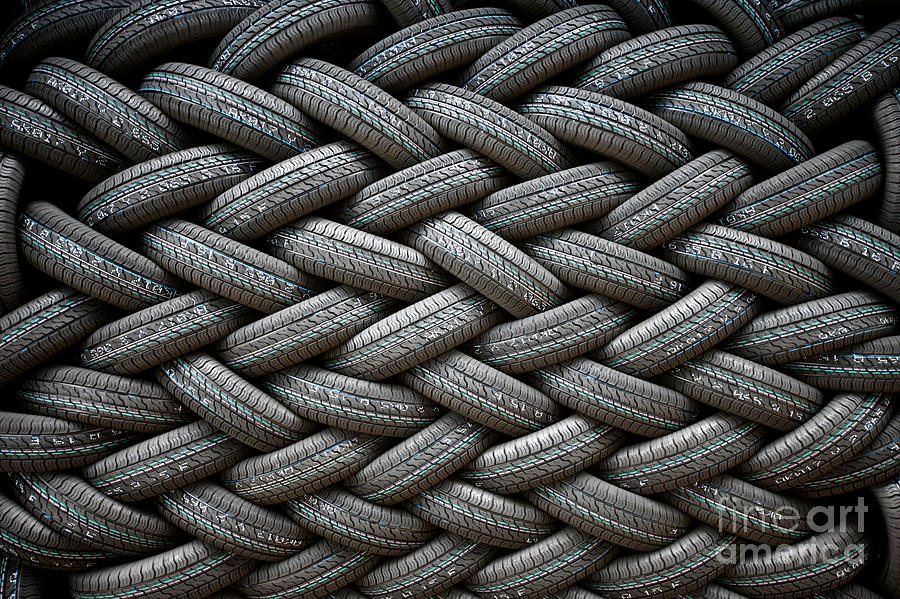 Stack Photograph - Background Of The Wall Of Tires Laid by Anna Jurkovska