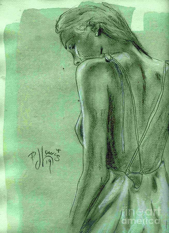 Backless Night Gown Drawing by PJ Lewis