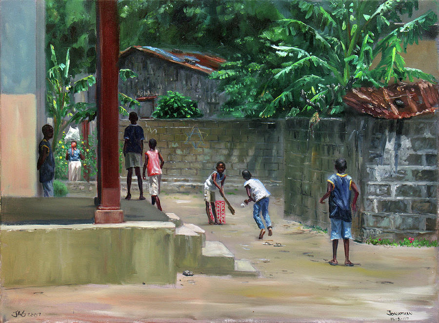 Backyard Cricket Painting by Jonathan Gladding