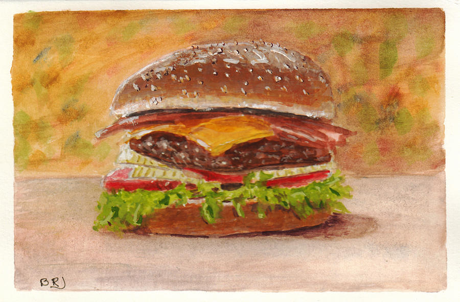 Bacon Cheese Burger Painting by Barry Jones