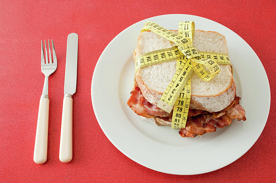 Still Life Digital Art - Bacon Sandwich And Tape Measure by David Cleveland