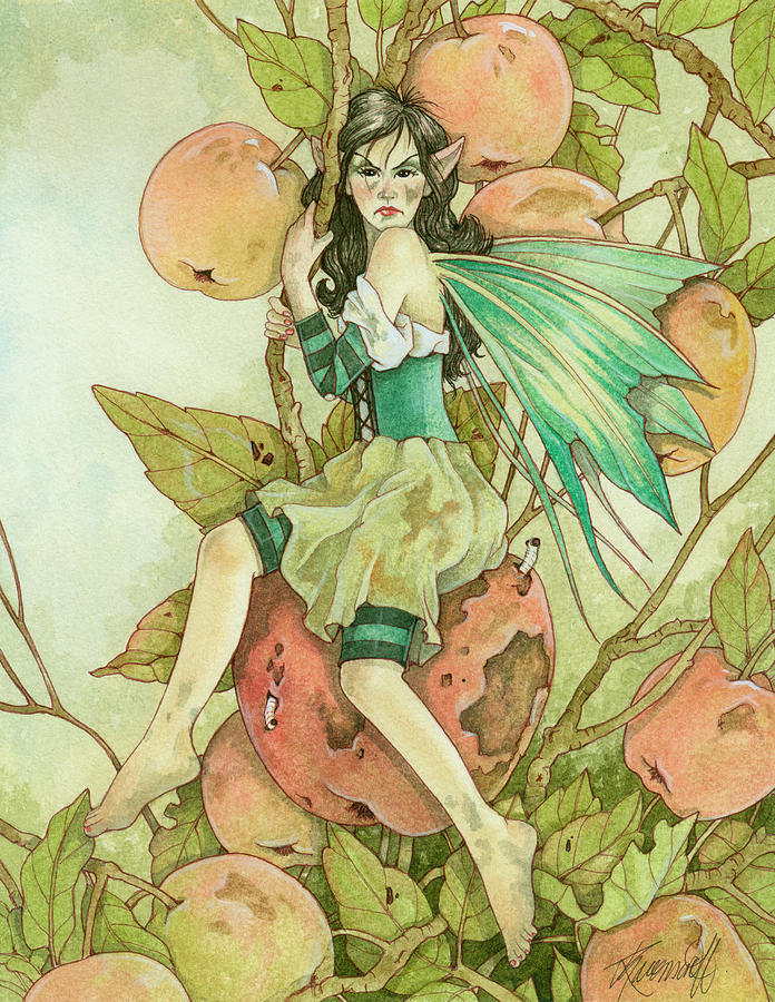 Fairy Painting - Bad Apple by Linda Ravenscroft
