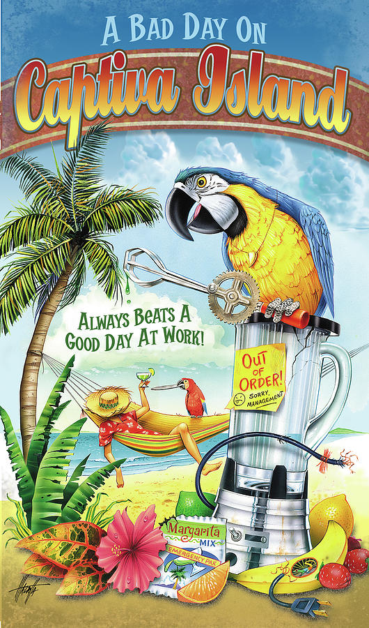 Parrot Painting - Bad Day Captiva by James Mazzotta