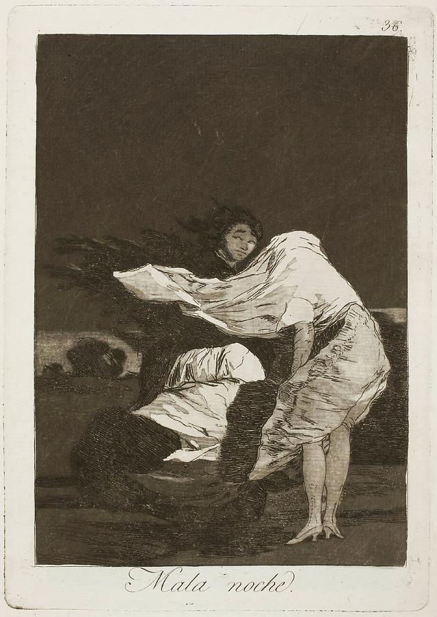 Bad Night. 1797 - 1799. Etching, Burnished aquatint on ivory la... Painting by Francisco de Goya -1746-1828-