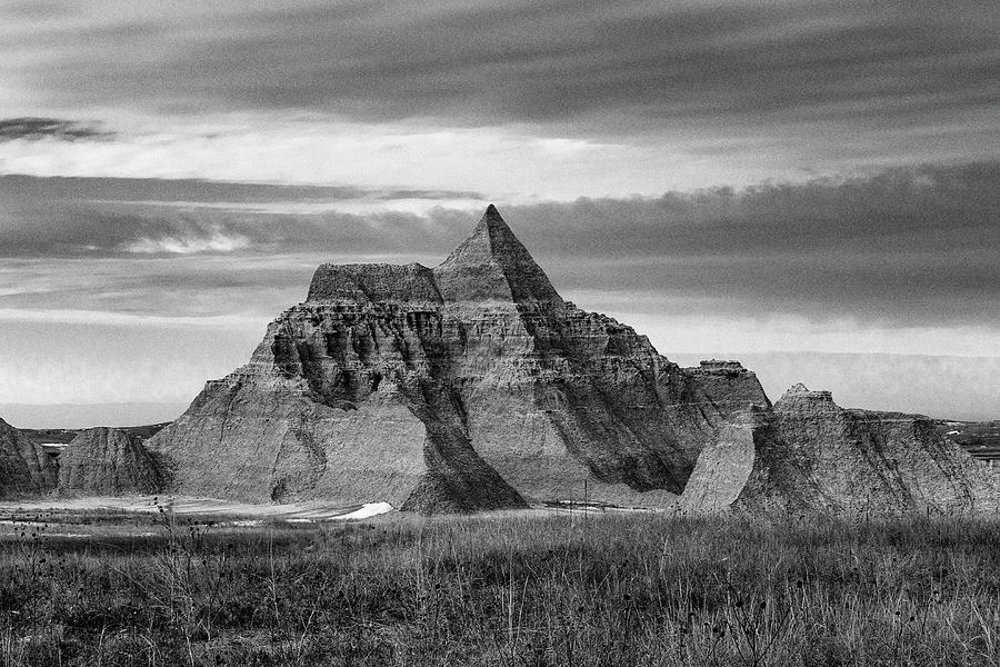 Badlands 0580 Black and White Photograph by Scott Meyer
