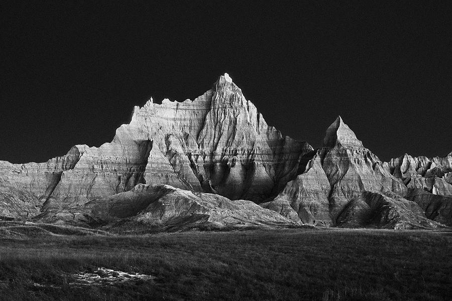 Badlands 1064 Black and White Photograph by Scott Meyer