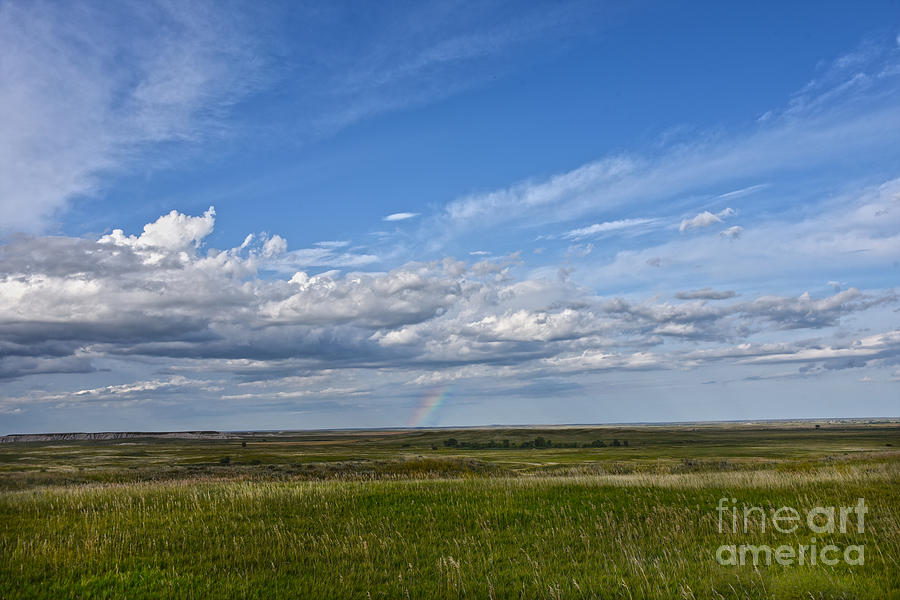 Badlands Grasslands Rainbow Photograph