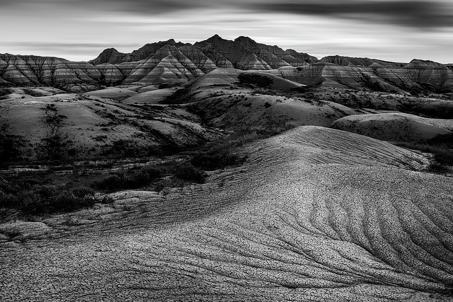 Black And White Photograph - Badlands National Park Artistic III by Joan Carroll