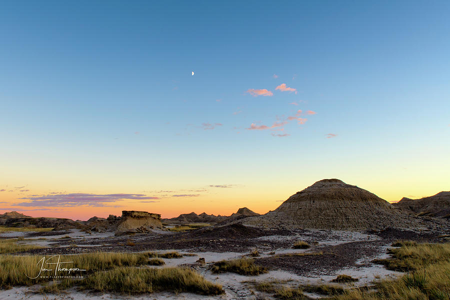 Badlands Sunset With the Moon Photograph by Jim Thompson