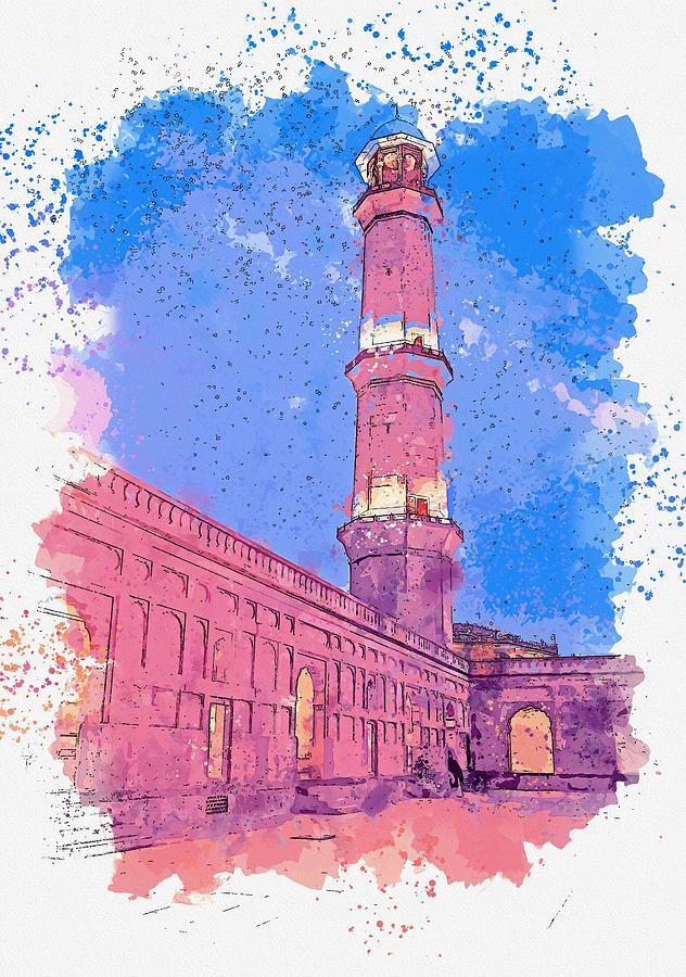 Badshahi Mosque Icon - Download in Colored Outline Style