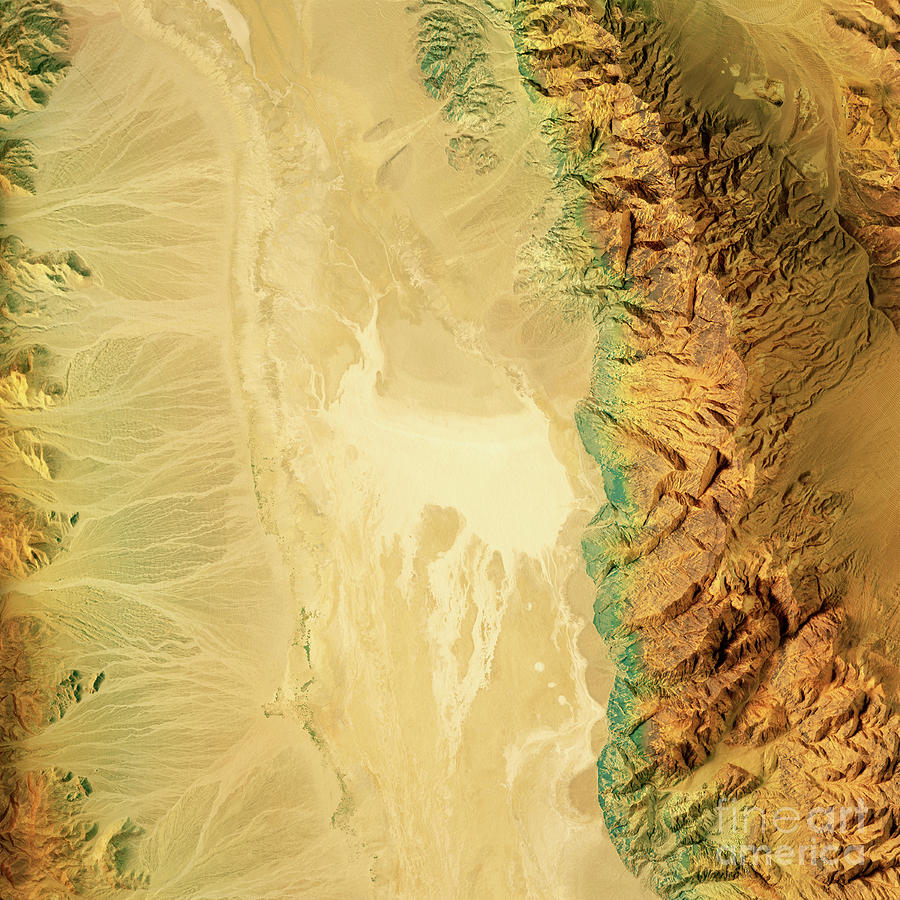 Badwater Death Valley 3D Render Topographic Map Color Digital Art by ...