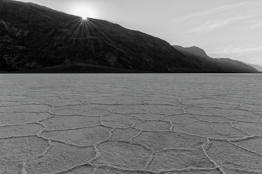 Badwater Morning - Black and White Photograph by Loree Johnson