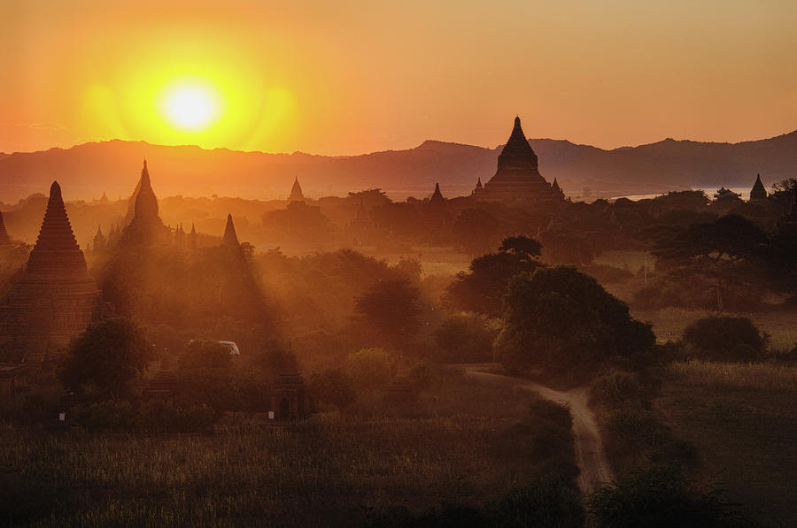 Bagan Myanmar Temples At Sunset Photograph by Copyright Pascal Carrion