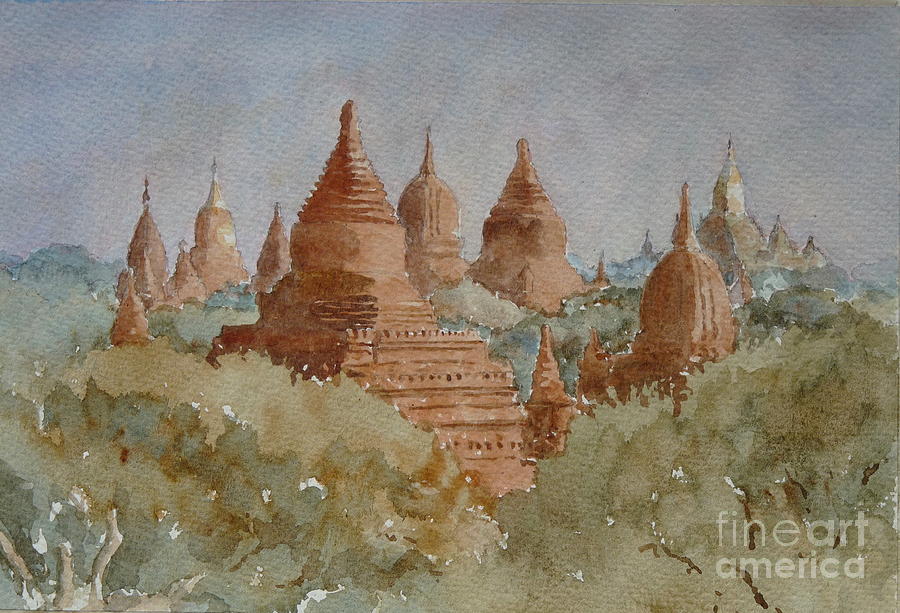Nature Painting - Bagan Sunrise, Towards Ananda by Clive Wilson