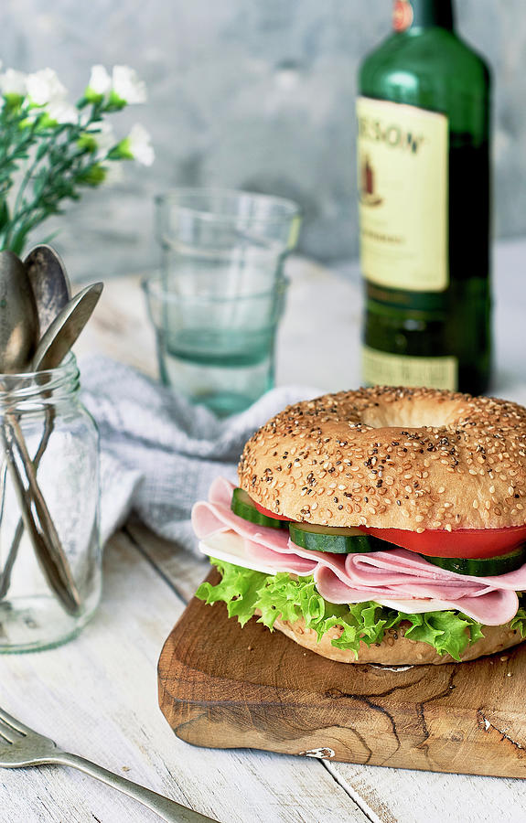 Bagel Sandwich With Liquor Photograph by Andr3sf