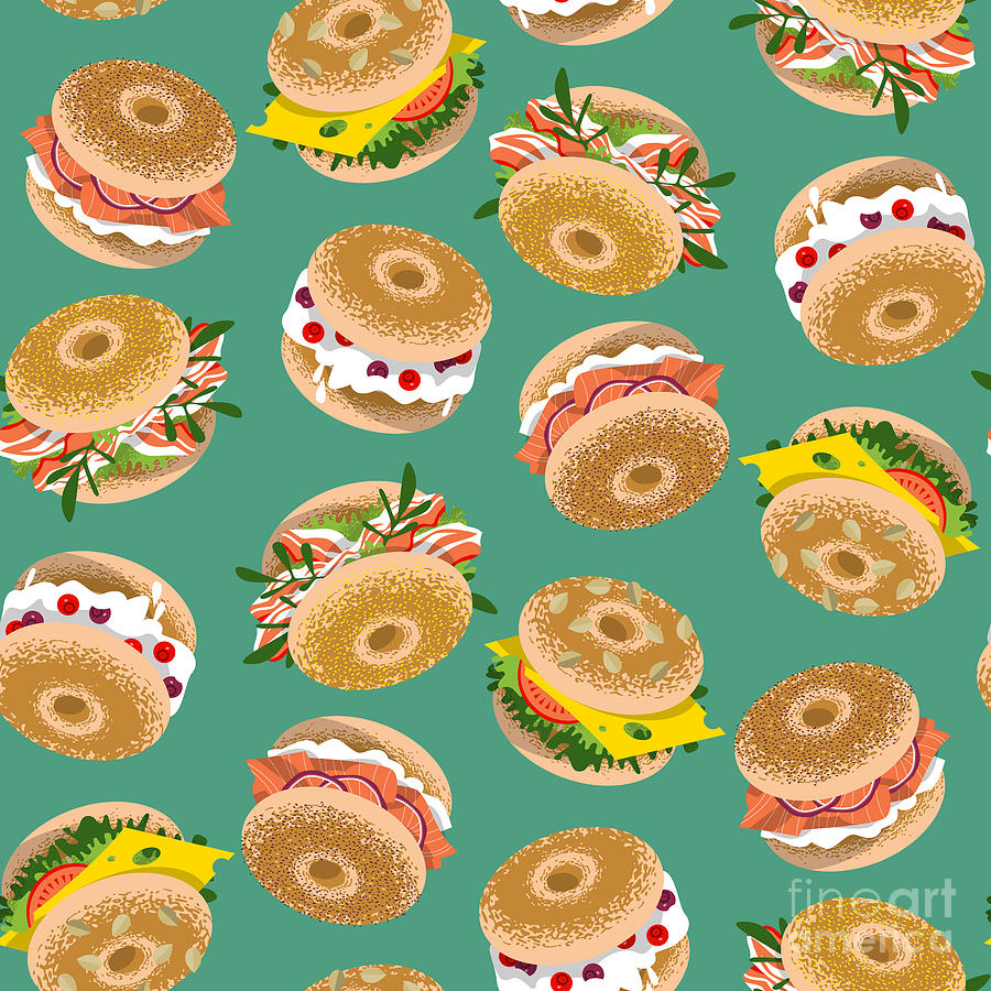 Berry Digital Art - Bagels With Various Topping Seamless by Ngvozdeva