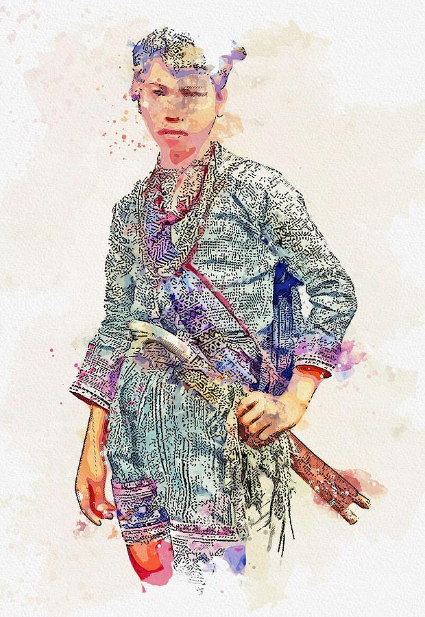 Bagobo Young Warrior circa 1920 watercolor by Ahmet Asar Painting by Celestial Images