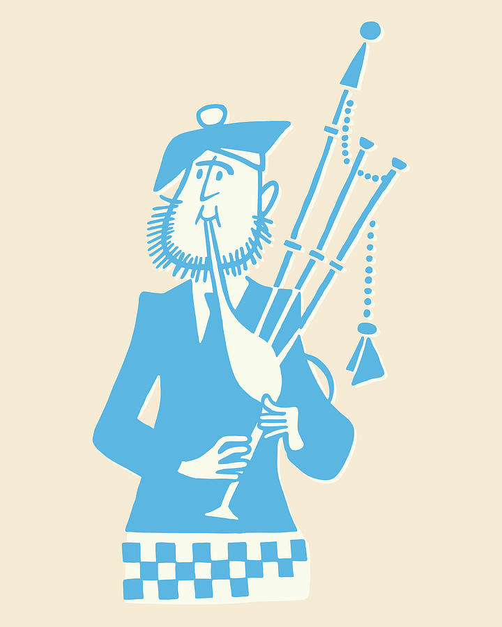 Music Drawing - Bagpipe Player by CSA Images