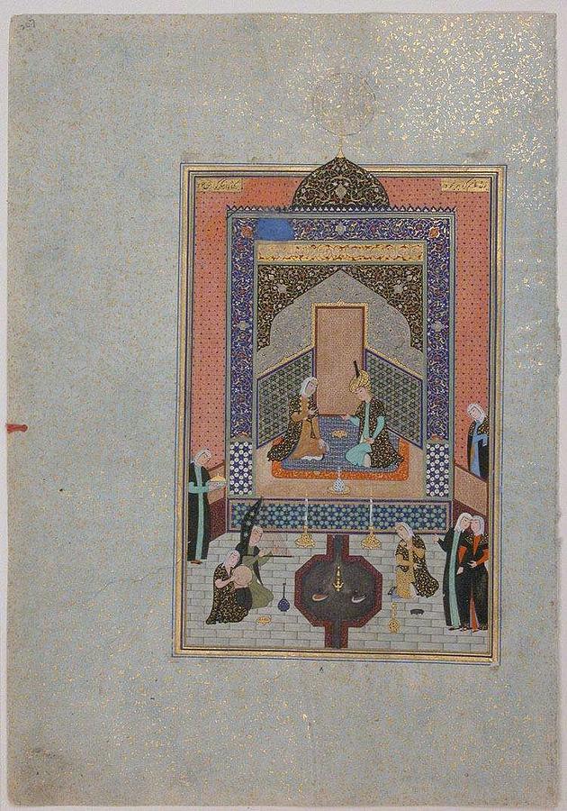 Bahram Gur in the Dark Palace on Saturday, Folio 207 from a Khamsa Quintet of Nizami Nizami Ilyas Painting by MotionAge Designs