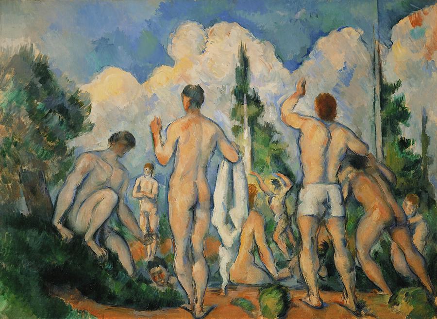 Baigneurs -the bathers-. Oil on canvas -1890-1892- 60 x 82 cm R. F. 1965-3. Painting by Paul Cezanne -1839-1906-