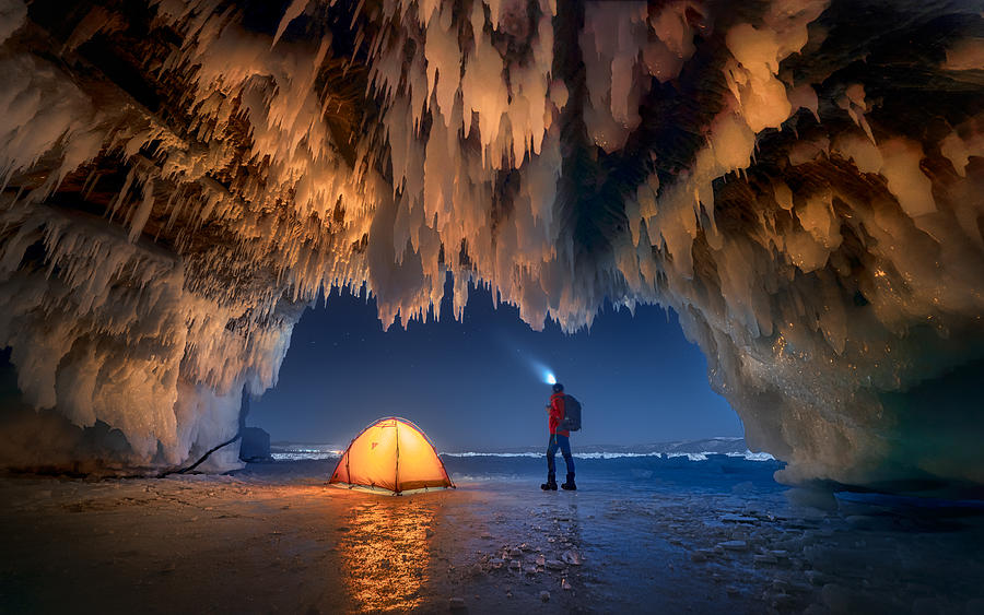 Winter Photograph - Baikals Ice Cave by Jess M. Garca