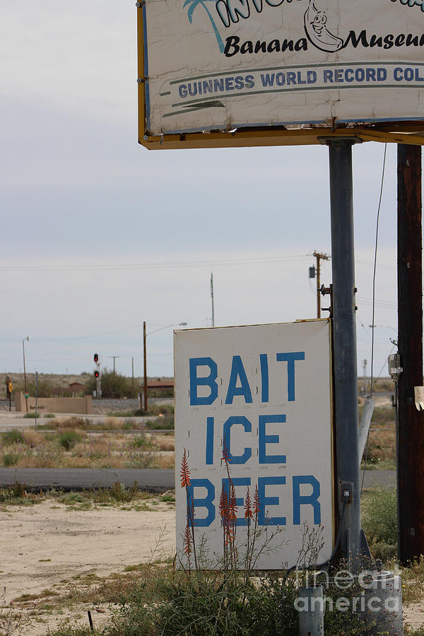 Bait Ice Beer Sign Near Salton Sea Photograph by Colleen Cornelius