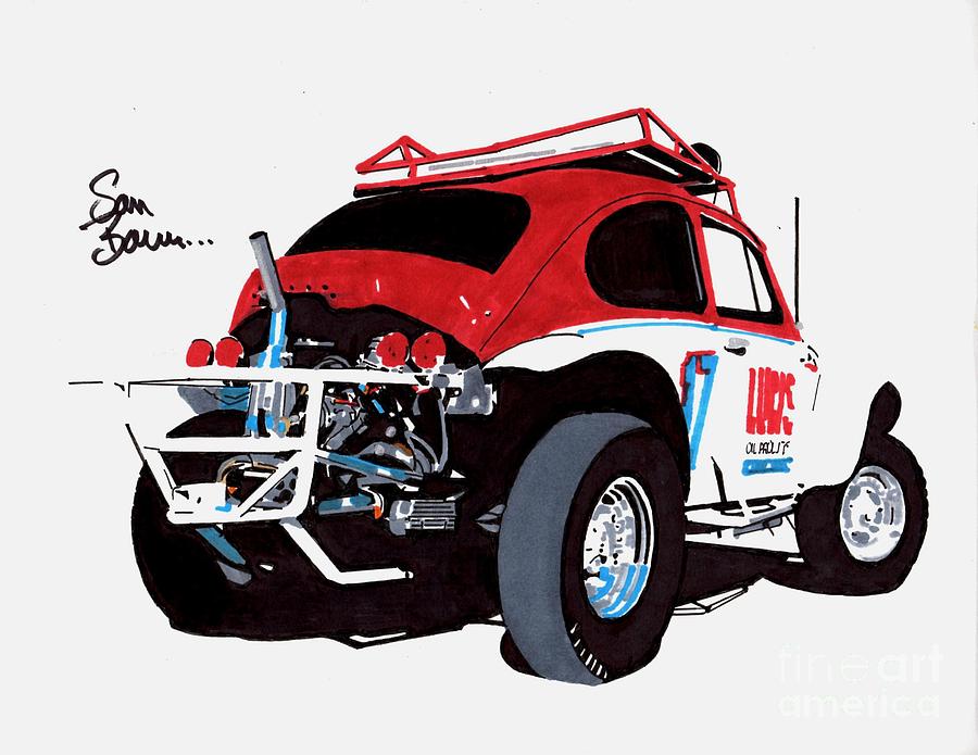 Baja Bug Drawing by Sam Barrese