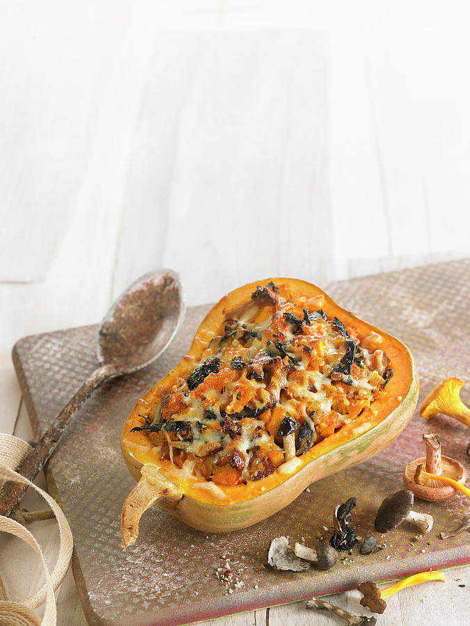 Baked And Grilled Squash Stuffed With Mushrooms Photograph by Lawton