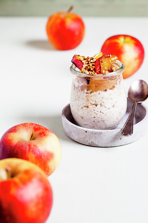 Baked Apple Overnight Oats With Nut Brittle Photograph by Susan Brooks-dammann