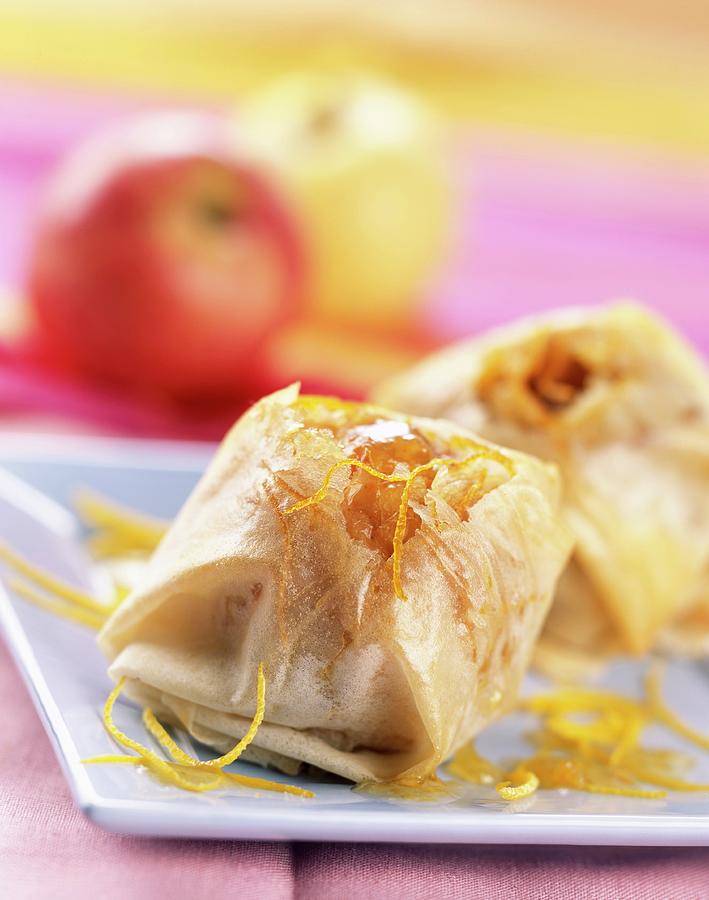 Baked Apple With Orange In Filo Pastry Photograph by Bagros