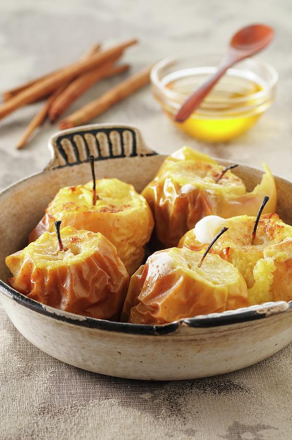 Baked Apples With Honey And Cinnamon Photograph by Jean-christophe Riou