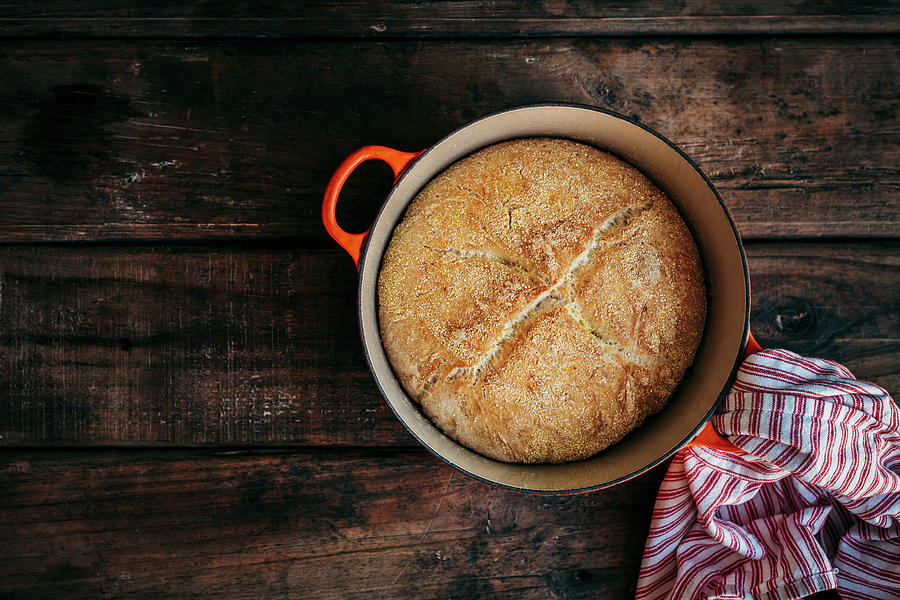 Baked Bread In A Saucepan Photograph by Hein Van Tonder