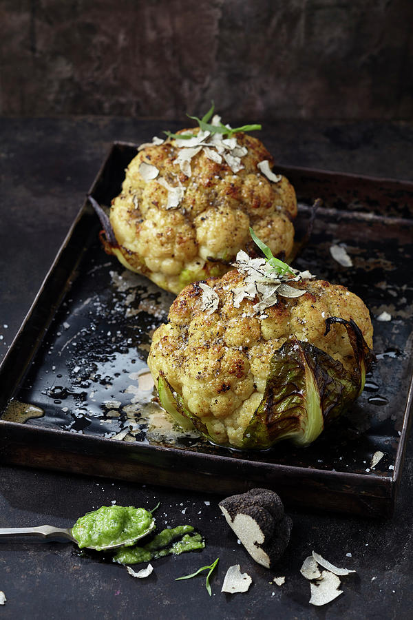 Baked Cauliflower With Truffle Butter Photograph by Ulrike Holsten / Stockfood Studios