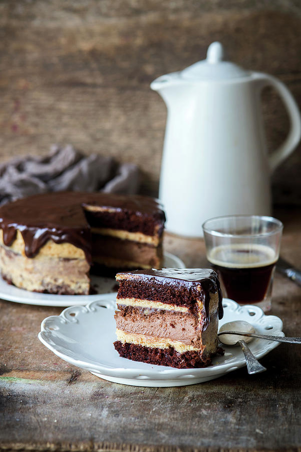 Baked Chocolate Cheesecake With Caramel Cream Photograph by Irina Meliukh