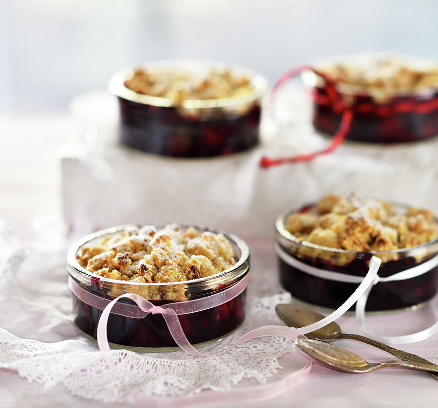 Baked Desserts With Berries And Almond Crumble vegan Photograph by B.b.s Bakery